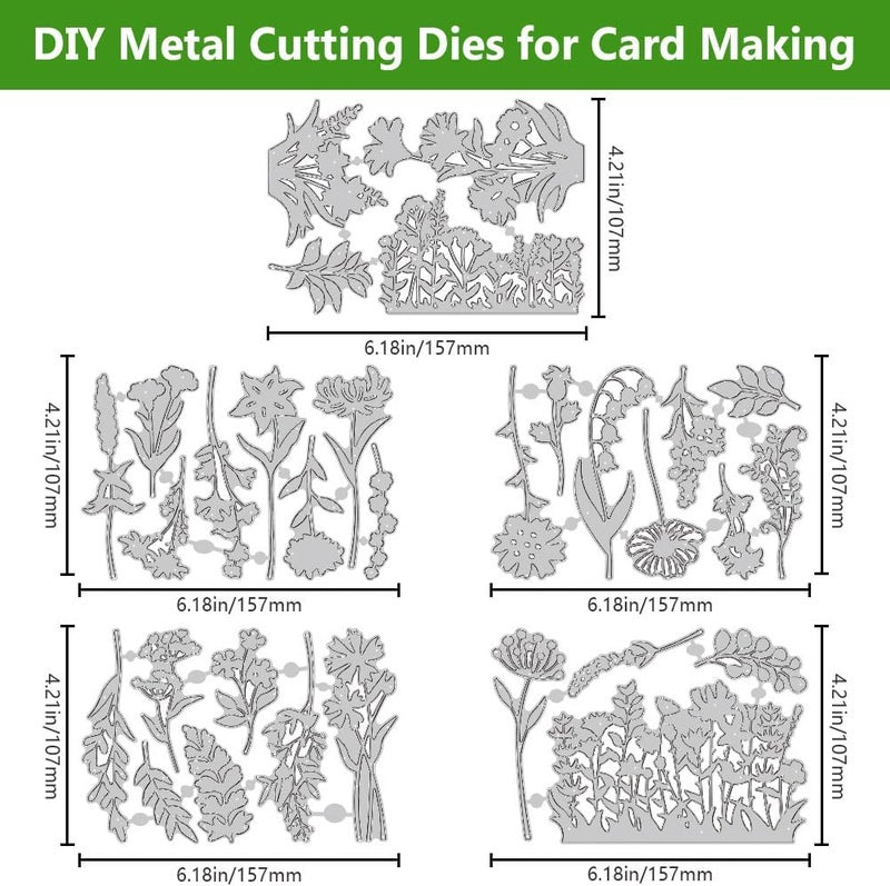 twinklemon 31PCS Flower Metal Die Cuts Wildflower Metal Cutting Dies Flower Leaf Shape Embossing Scrapbooking Cuts Stencil Leaves Embossing Paper Dies for Card Making Album Decorative - Image 2